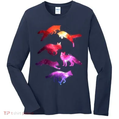 Space Galaxy Foxes Women's Long Sleeve Shirt