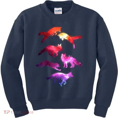 Space Galaxy Foxes Kids Sweatshirt