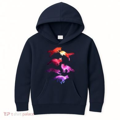 Space Galaxy Foxes Kids Hoodie