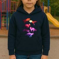Space Galaxy Foxes Kids Hoodie thumb 3