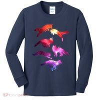 Space Galaxy Foxes Kids Long Sleeve Shirt thumb 0