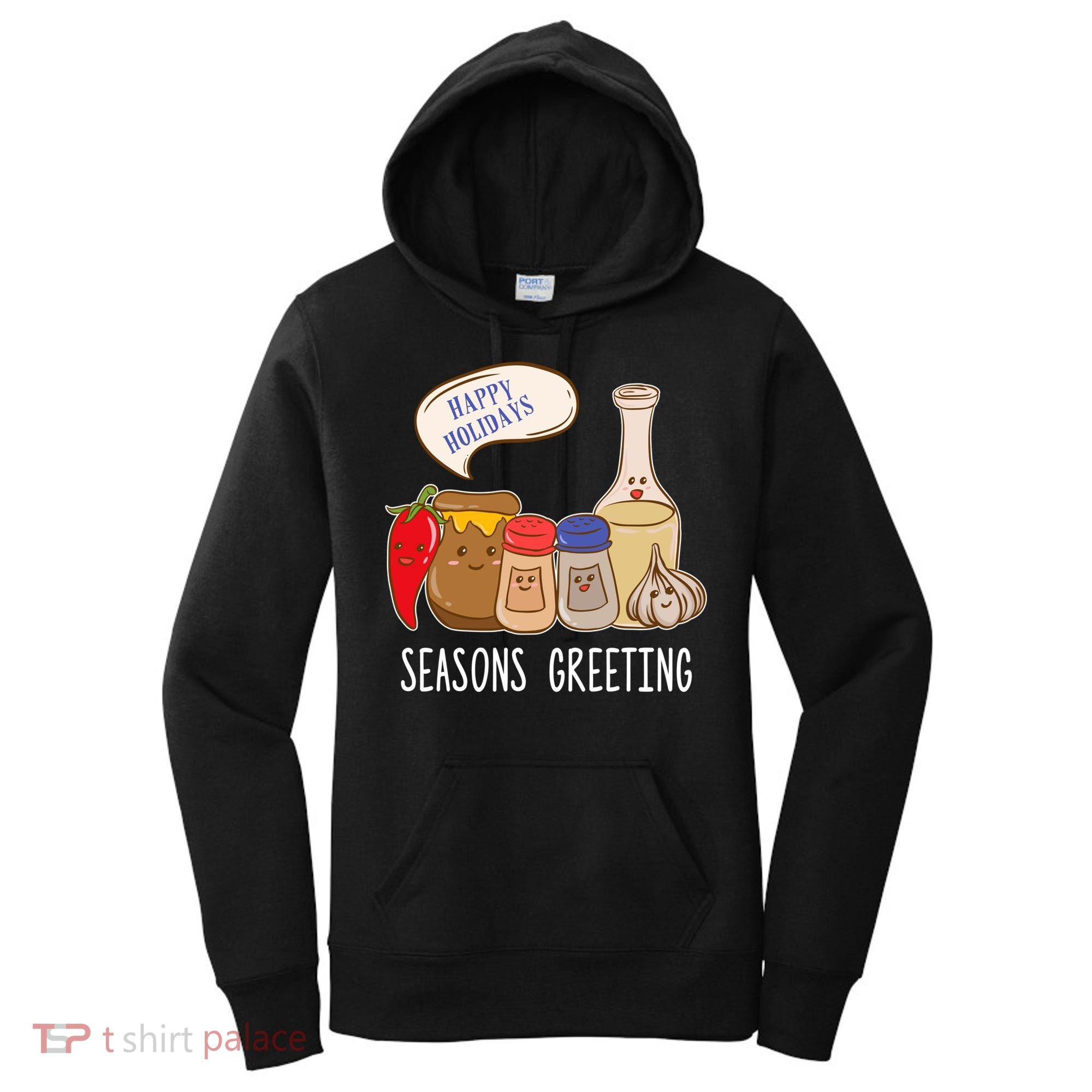 Seasons Greetings Funny Christmas Humor Holiday Food Pun Gift Women's Hoodie