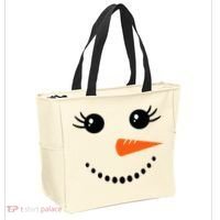 Snowman Girl Face Christmas Winter Tote Bag thumb 2