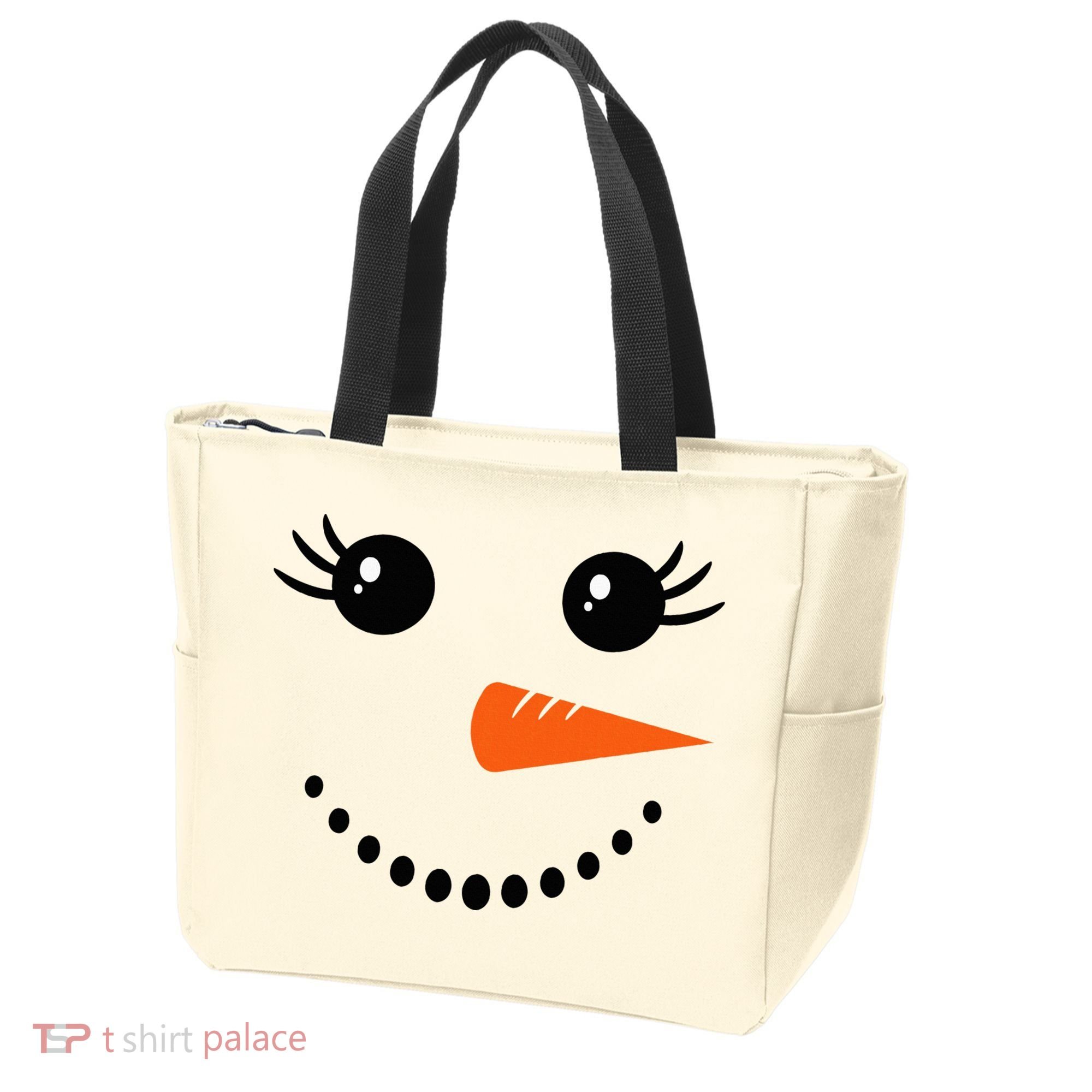 Snowman Girl Face Christmas Winter Tote Bag
