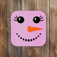 Snowman Girl Face Christmas Winter Coaster thumb 0