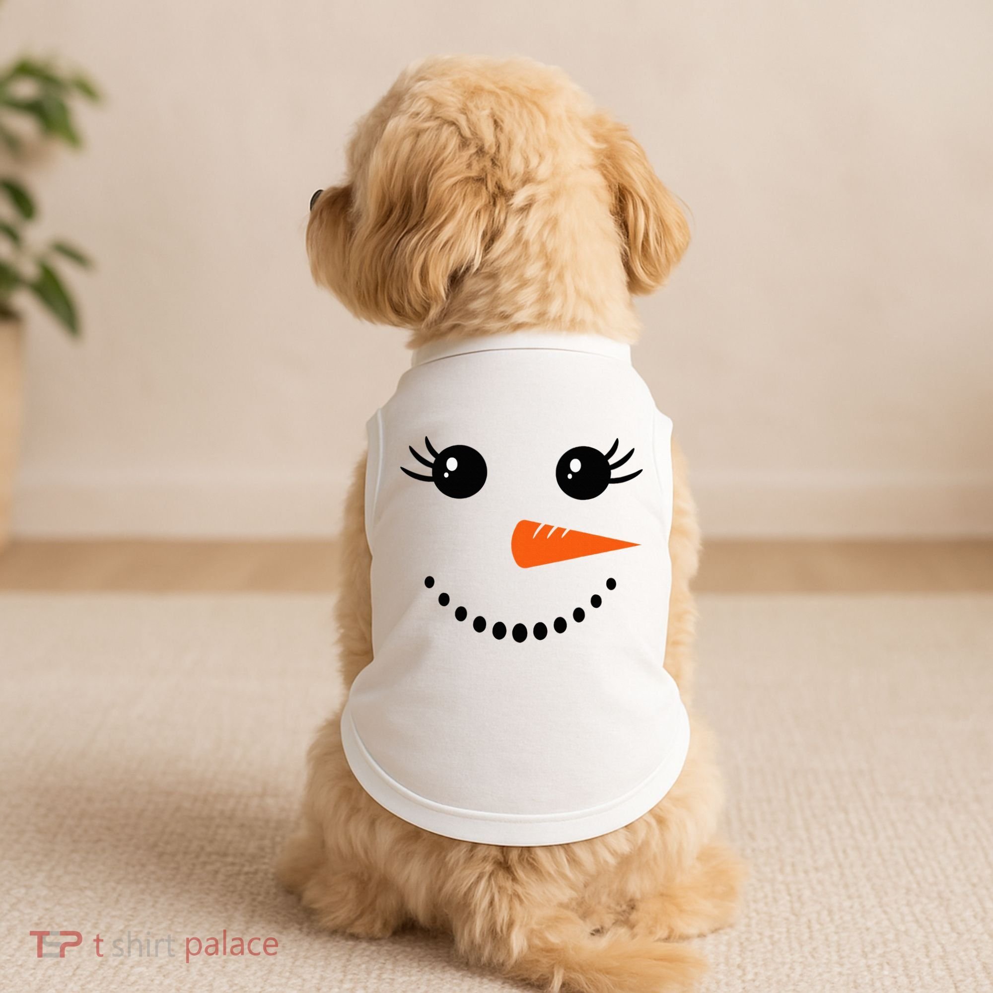 Snowman Girl Face Christmas Winter Doggie Tank