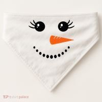 Snowman Girl Face Christmas Winter USA-Made Doggie Bandana thumb 0