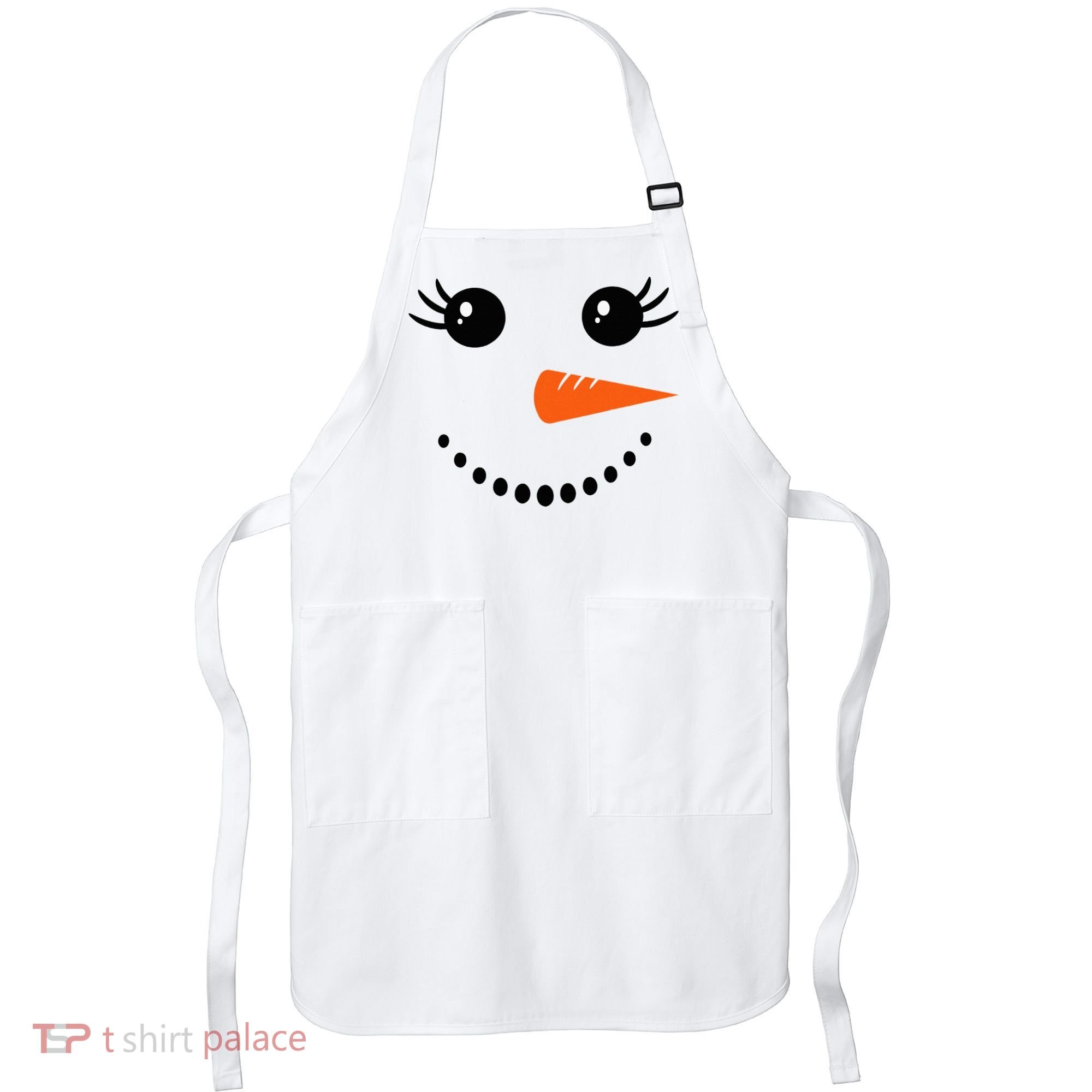 Snowman Girl Face Christmas Winter Apron
