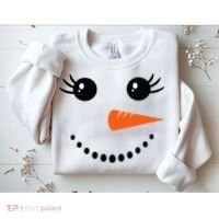 Snowman Girl Face Christmas Winter Sweatshirt thumb 2