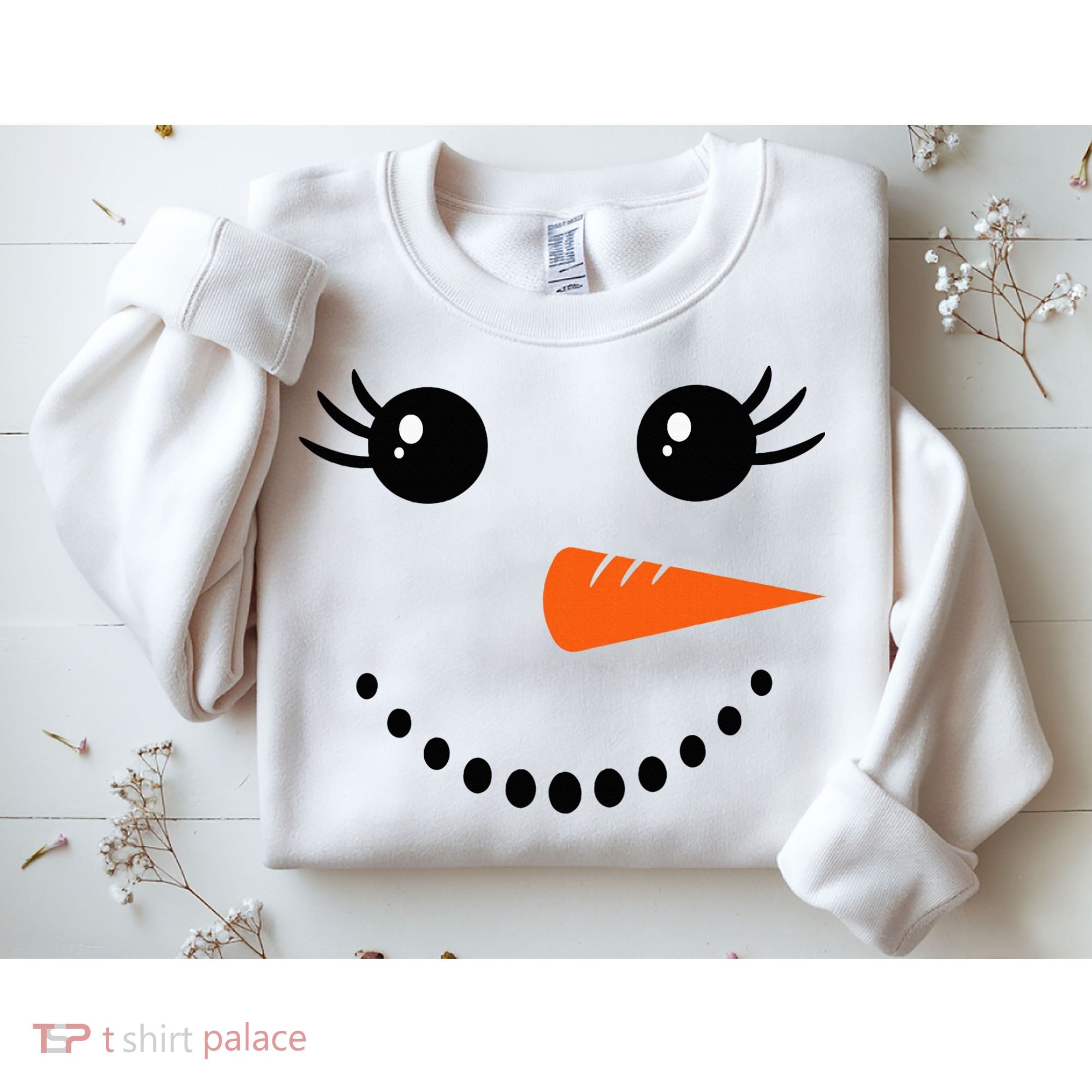 Snowman Girl Face Christmas Winter Sweatshirt