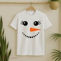 Snowman Girl Face Christmas Winter T-Shirt thumb 2