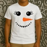 Snowman Girl Face Christmas Winter T-Shirt thumb 3