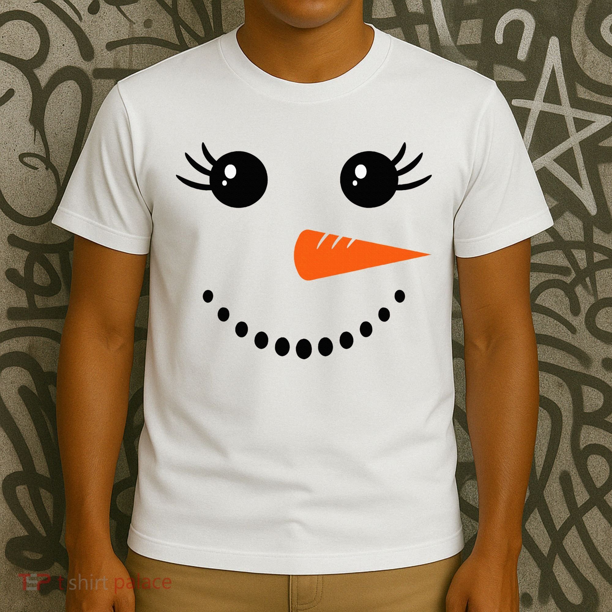 Snowman Girl Face Christmas Winter T-Shirt