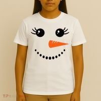 Snowman Girl Face Christmas Winter T-Shirt thumb 4