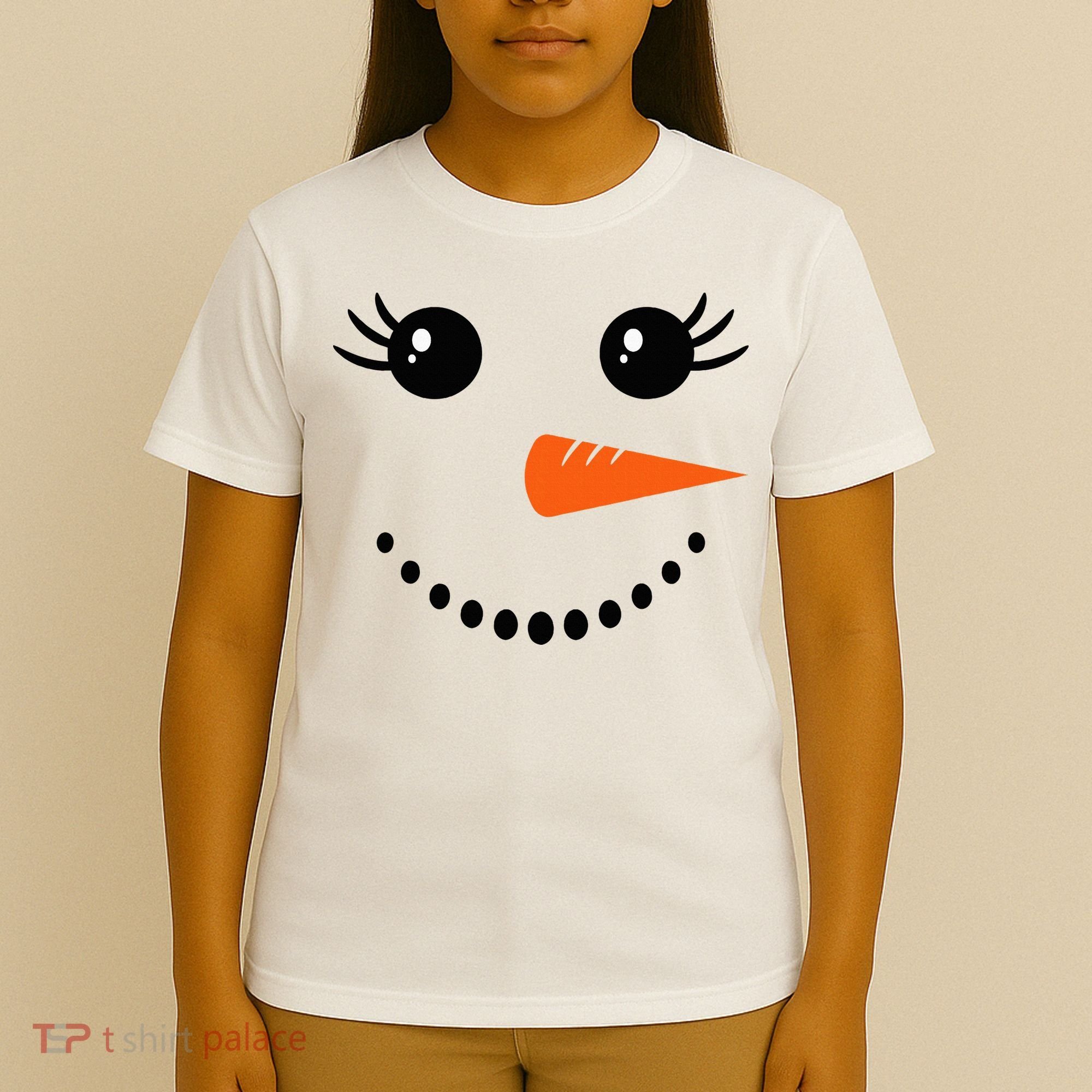 Snowman Girl Face Christmas Winter T-Shirt