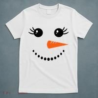 Snowman Girl Face Christmas Winter T-Shirt thumb 5