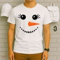 Snowman Girl Face Christmas Winter T-Shirt thumb 6