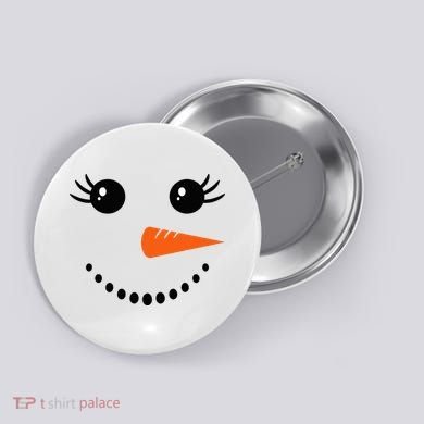 Snowman Girl Face Christmas Winter Button