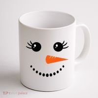 Snowman Girl Face Christmas Winter Coffee Mug thumb 1