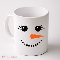 Snowman Girl Face Christmas Winter Coffee Mug thumb 0