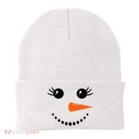 Snowman Girl Face Christmas Winter Beanie thumb 0