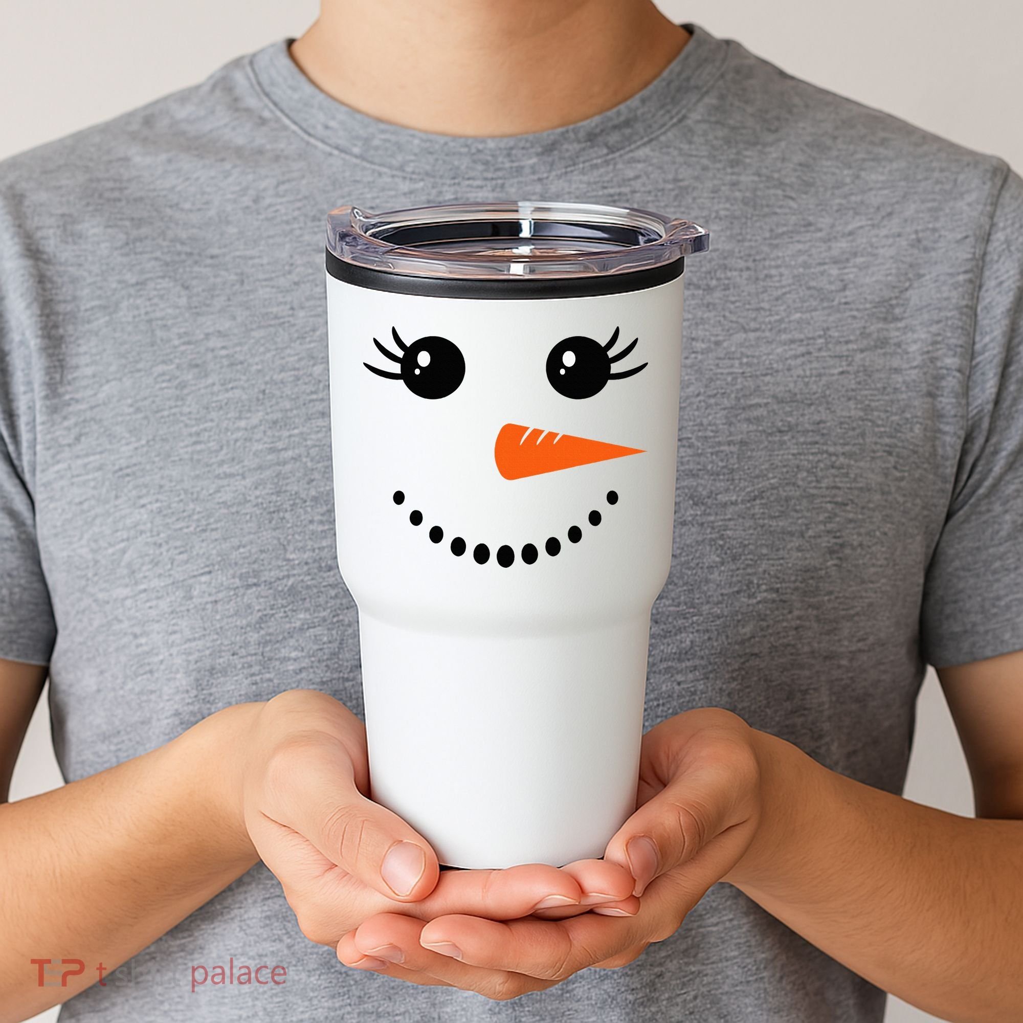 Snowman Girl Face Christmas Winter Tumbler