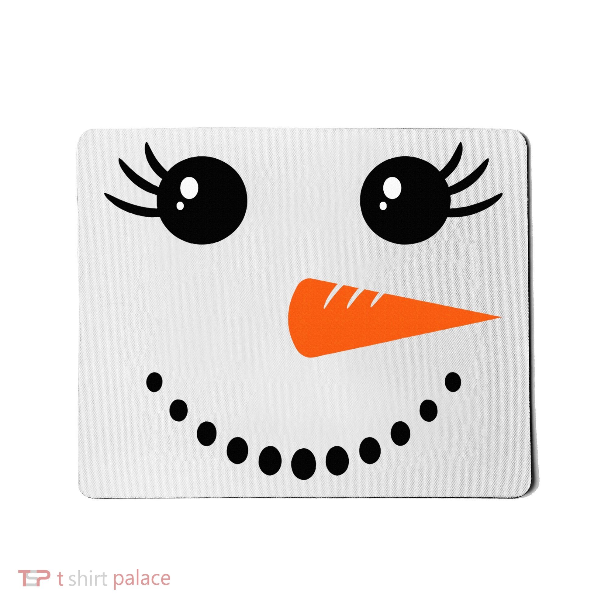 Snowman Girl Face Christmas Winter Mousepad