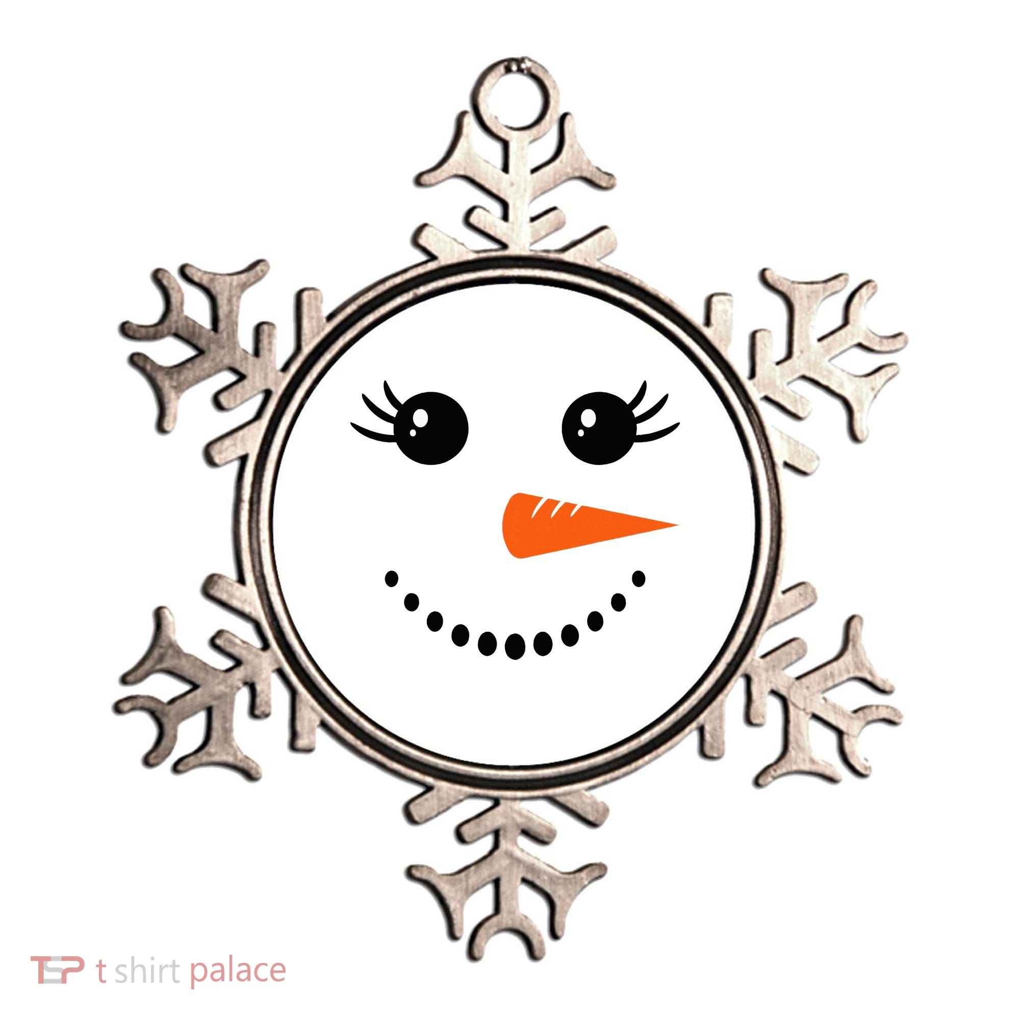 Snowman Girl Face Christmas Winter Ornament