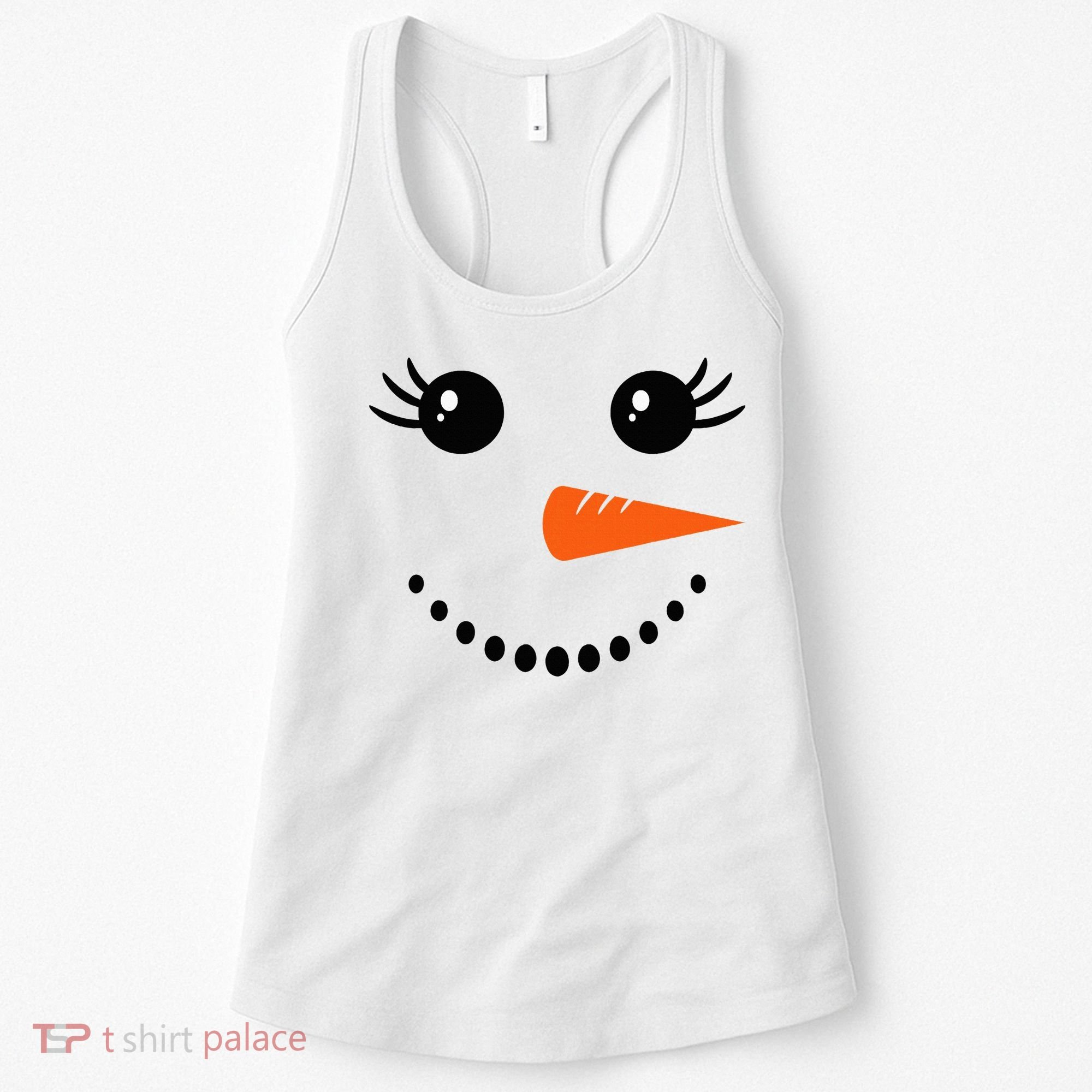 Snowman Girl Face Christmas Winter Women's Tank Top