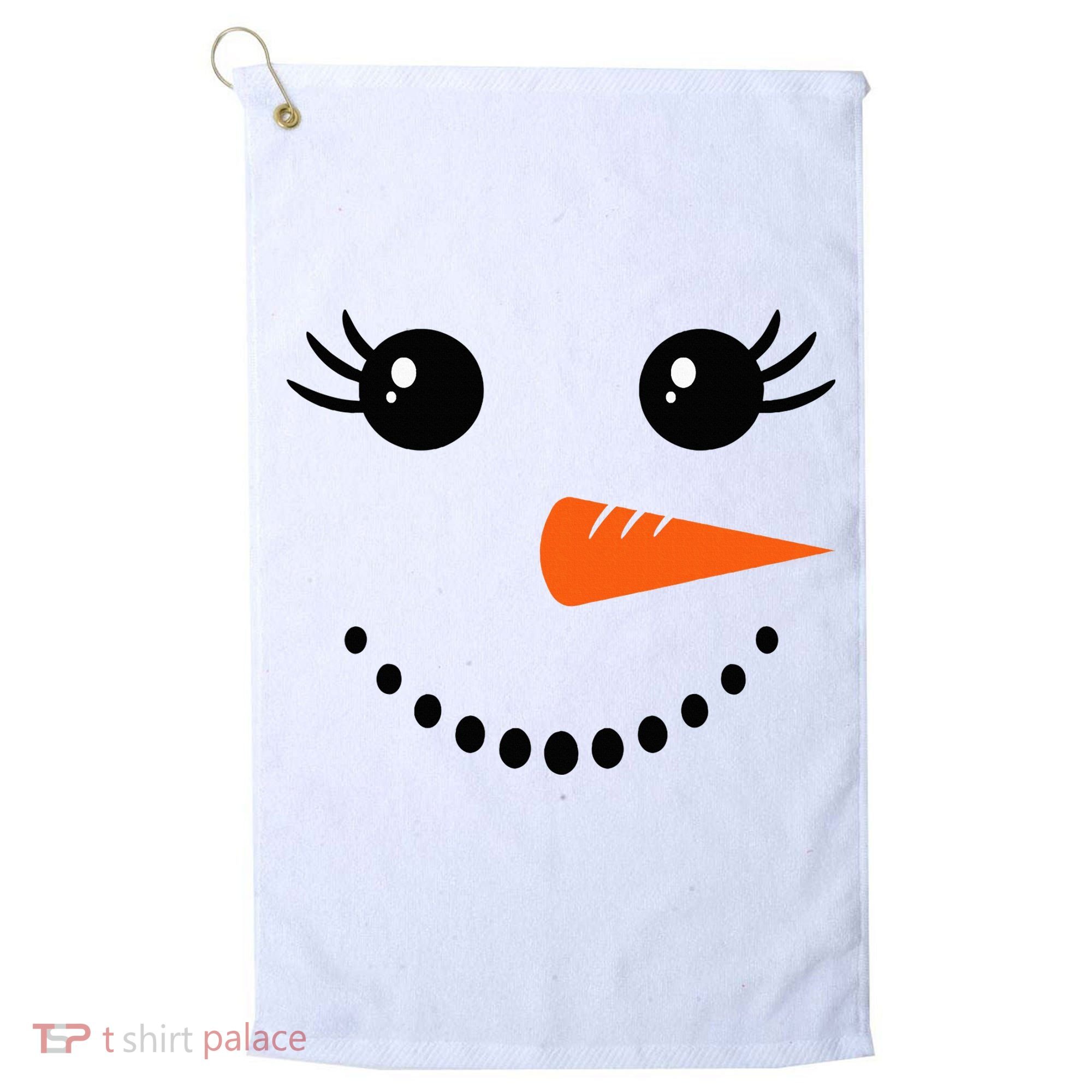 Snowman Girl Face Christmas Winter Golf Towel