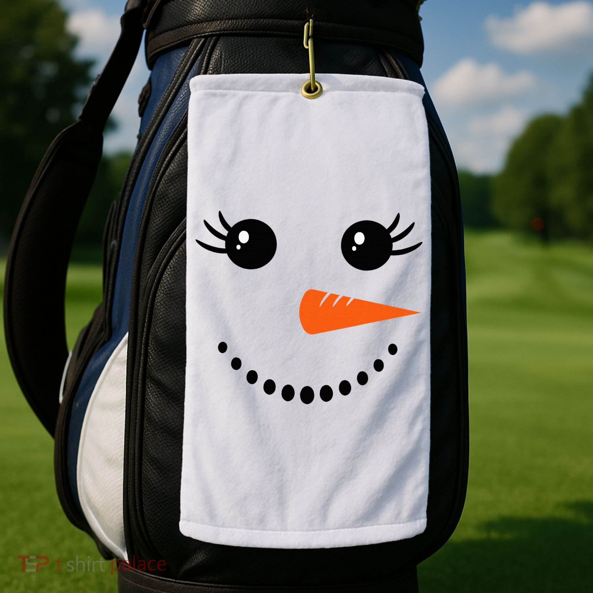 Snowman Girl Face Christmas Winter Golf Towel