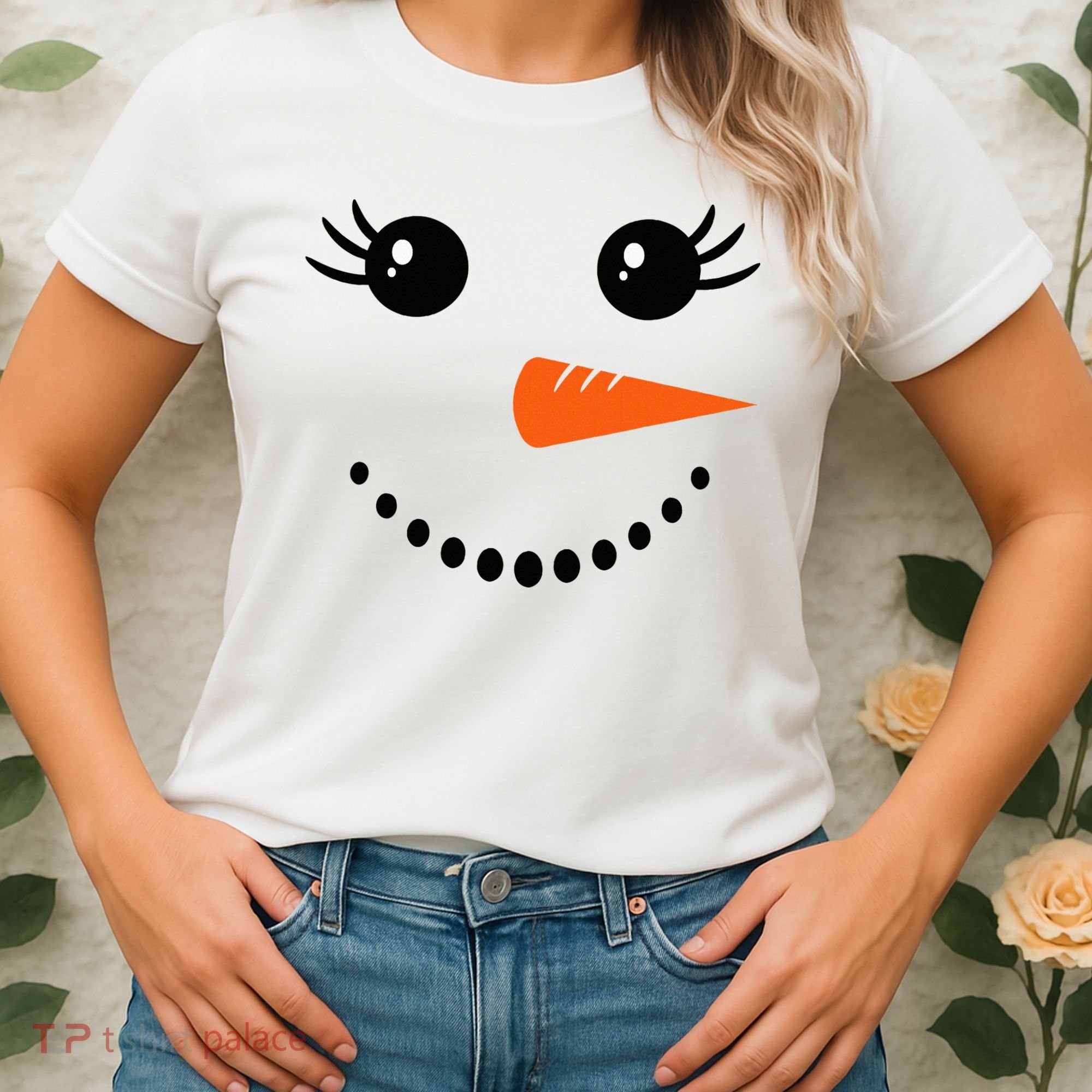 Snowman Girl Face Christmas Winter Women's T-Shirt