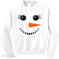 Snowman Girl Face Christmas Winter Kids Sweatshirt thumb 0
