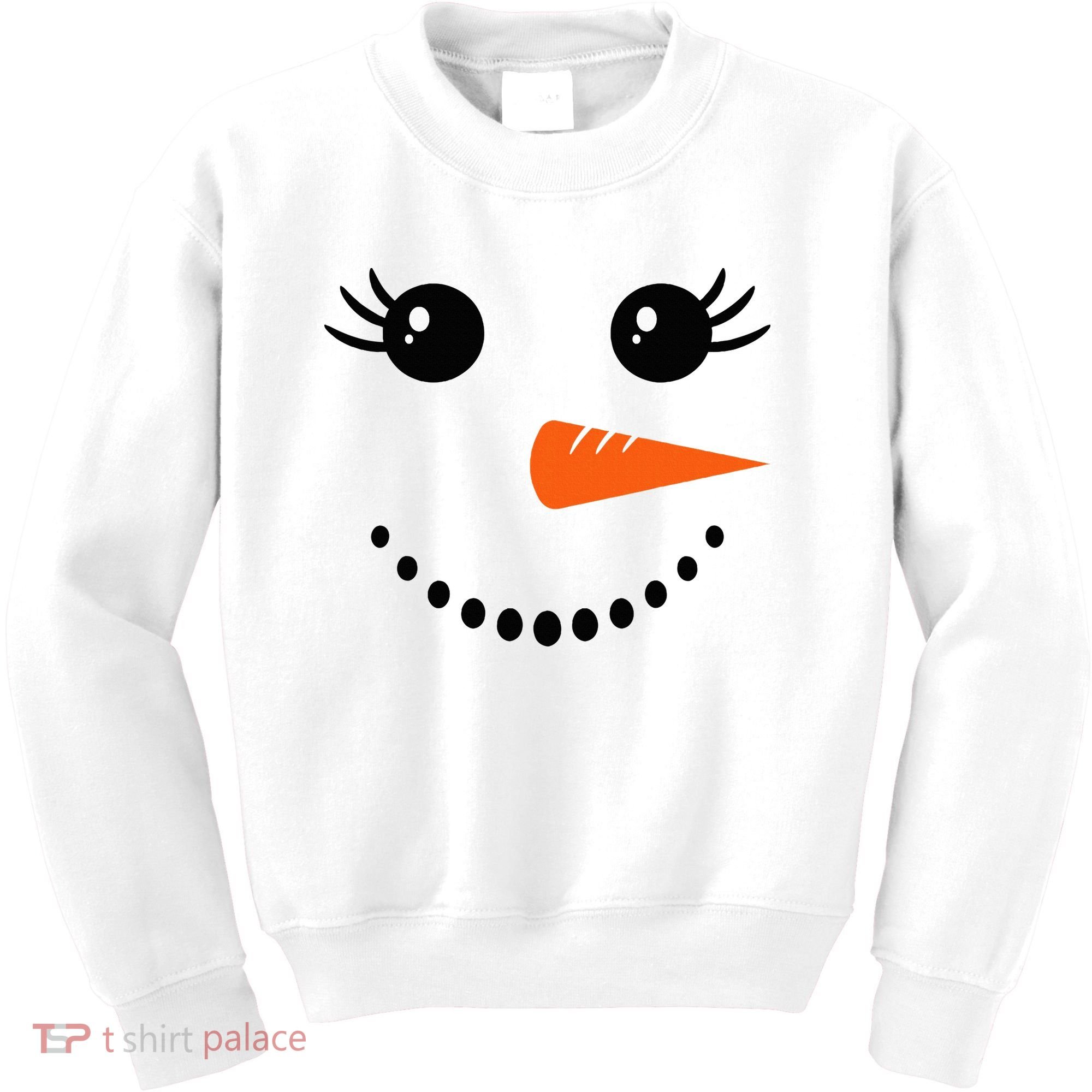 Snowman Girl Face Christmas Winter Kids Sweatshirt