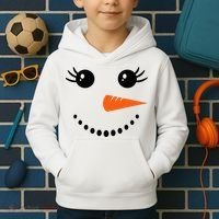 Snowman Girl Face Christmas Winter Kids Hoodie thumb 2