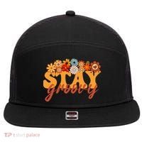 Stay Groovy Flower Power 7 Panel Mesh Trucker Snapback Hat thumb 0