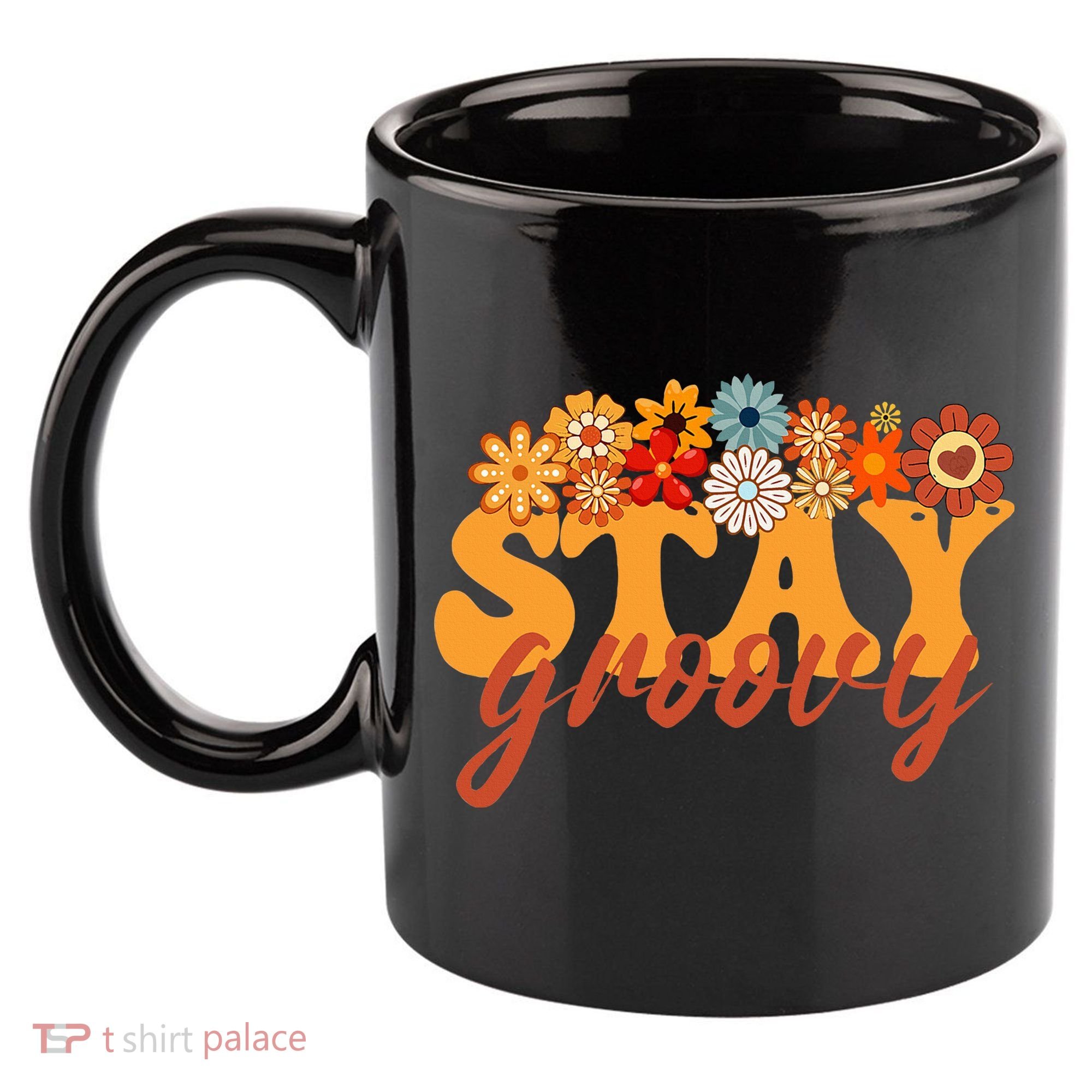 Stay Groovy Flower Power 11oz C Handle Ceramic Mug