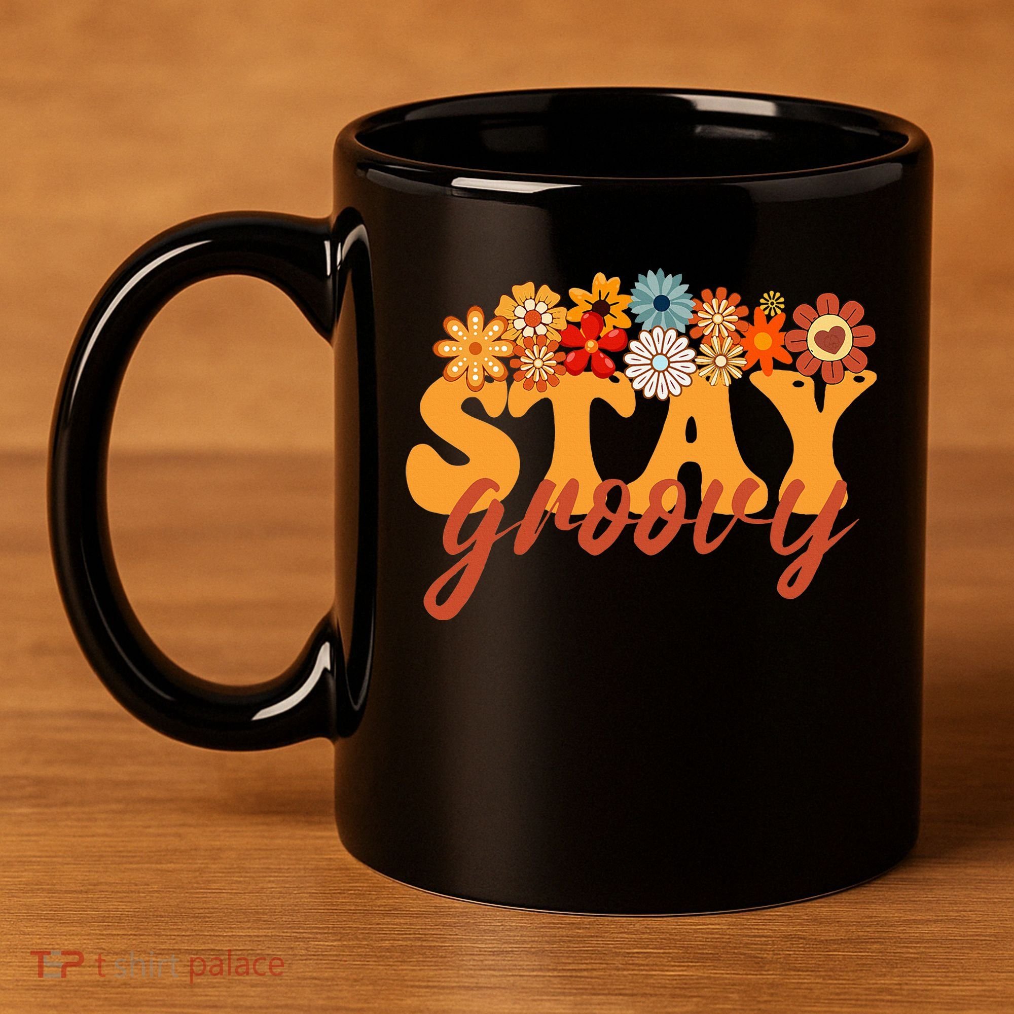 Stay Groovy Flower Power 11oz C Handle Ceramic Mug