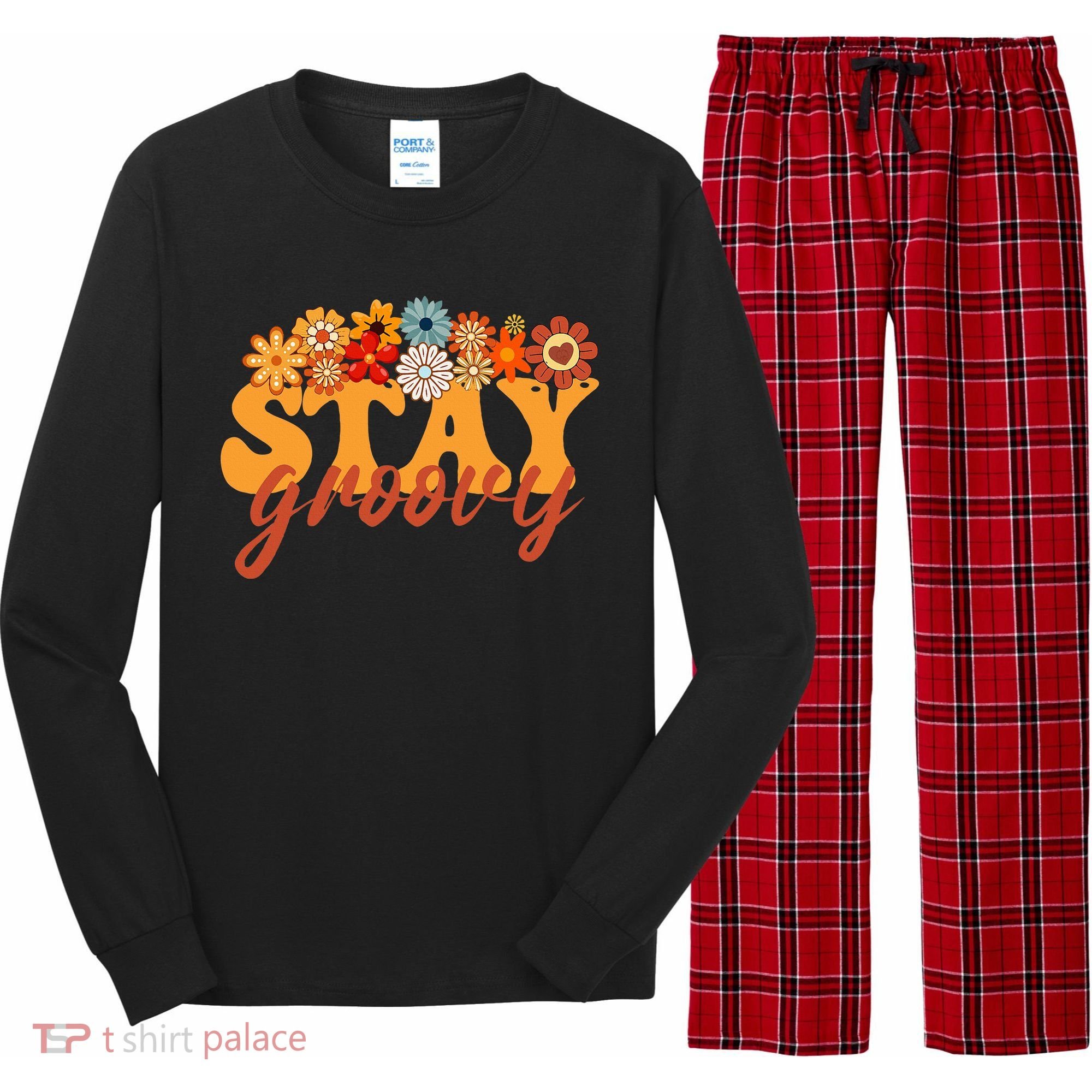 Stay Groovy Flower Power Long Sleeve Pajama Set