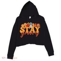 Stay Groovy Flower Power Crop Fleece Hoodie thumb 0