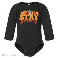 Stay Groovy Flower Power Baby Long Sleeve Bodysuit thumb 0