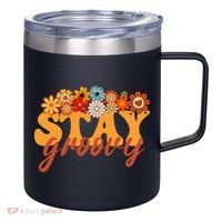 Stay Groovy Flower Power 12oz Stainless Steel Coffee Mug thumb 0