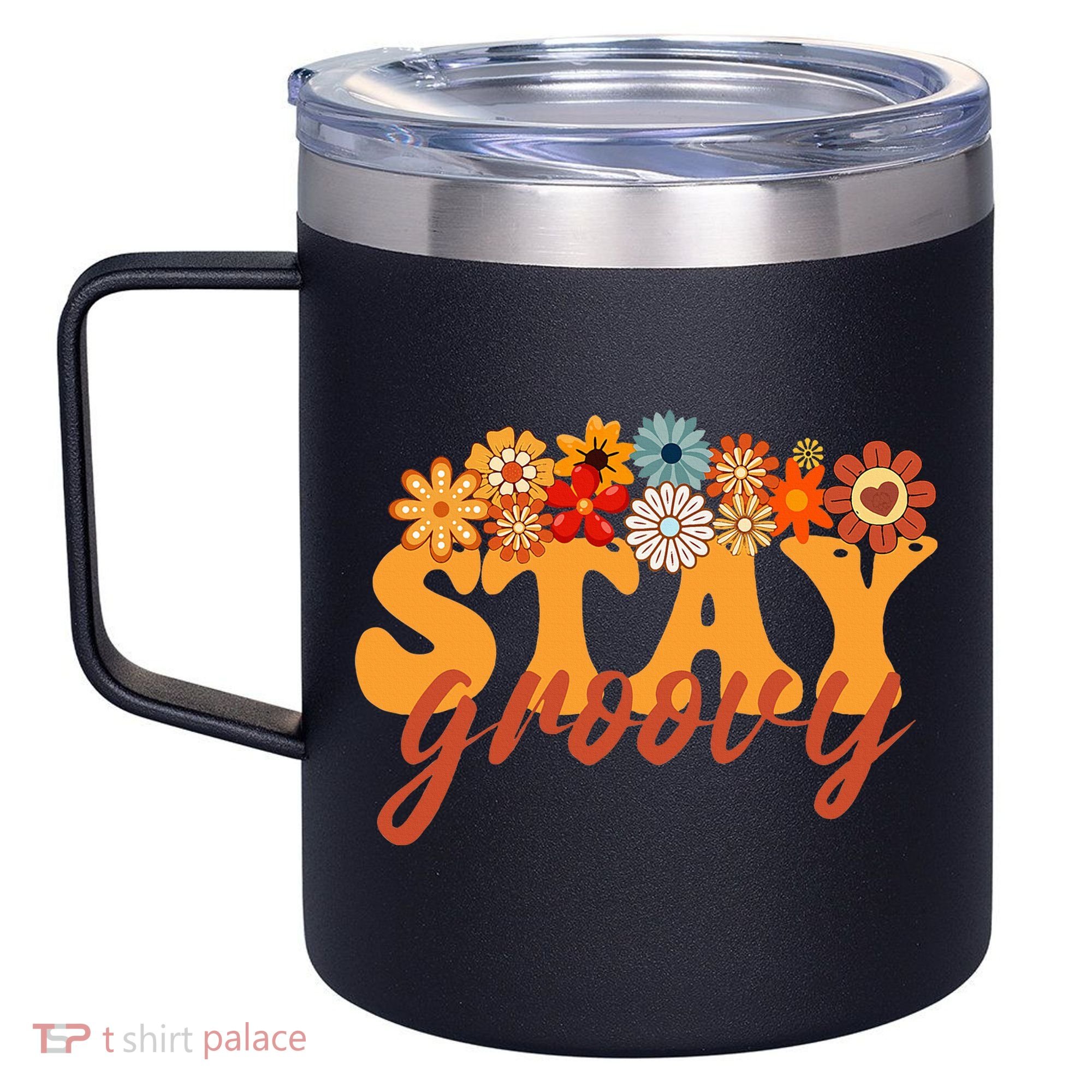 Stay Groovy Flower Power 12oz Stainless Steel Coffee Mug