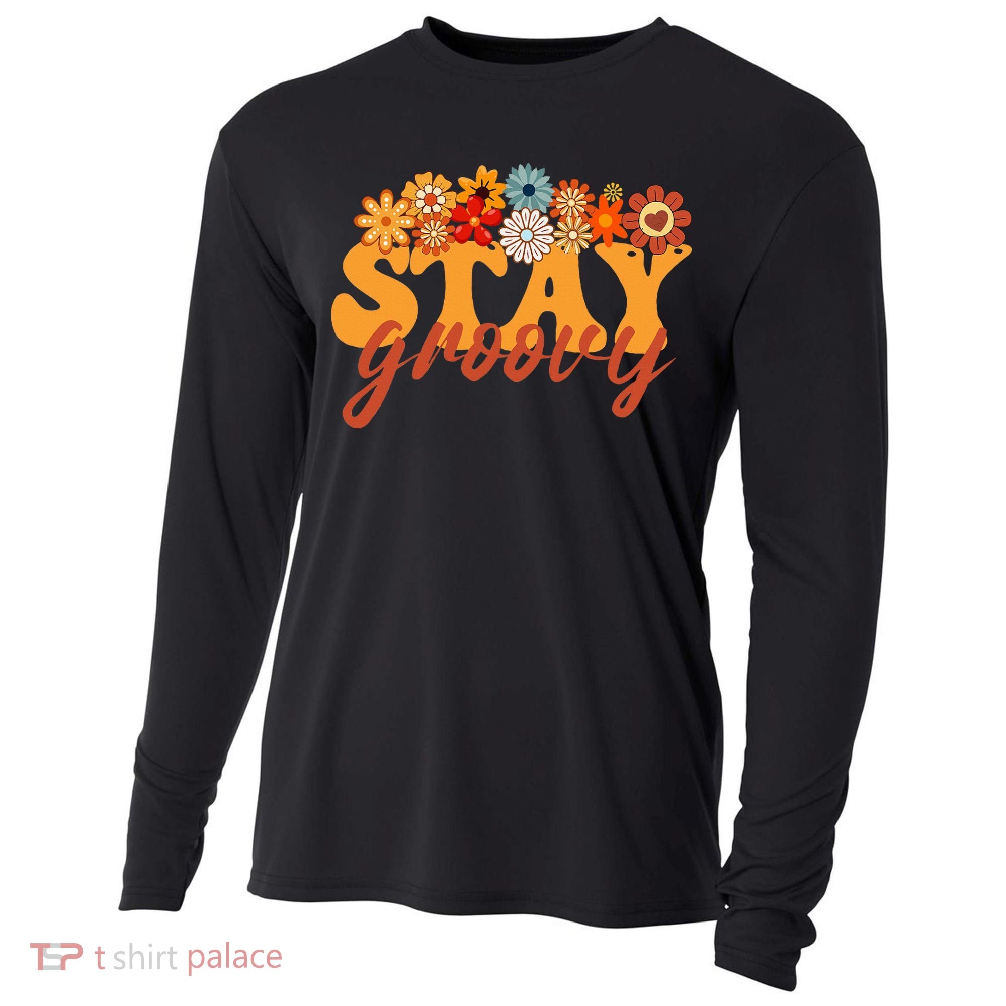 Stay Groovy Flower Power Cooling Performance Long Sleeve Crew
