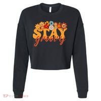 Stay Groovy Flower Power Cropped Pullover Crew thumb 0