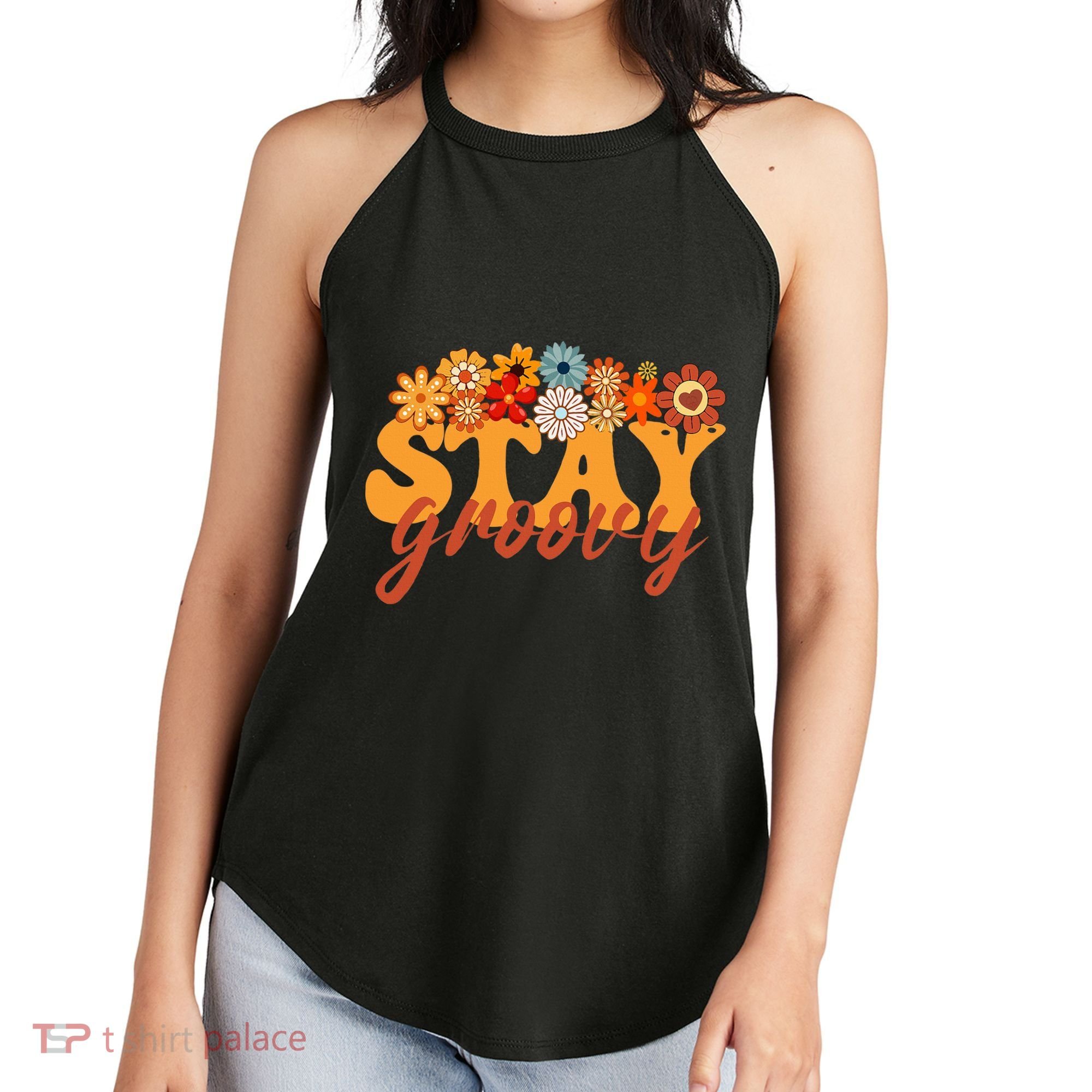 Stay Groovy Flower Power Women's Perfect Tri Rocker Tank