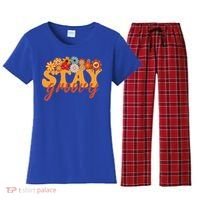 Stay Groovy Flower Power Women's Flannel Pajama Set thumb 0