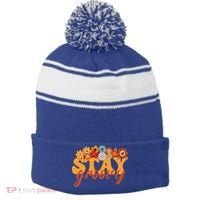 Stay Groovy Flower Power Stripe Pom Pom Beanie thumb 0