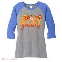 Stay Groovy Flower Power Women's Tri-Blend 3/4-Sleeve Raglan Shirt thumb 0