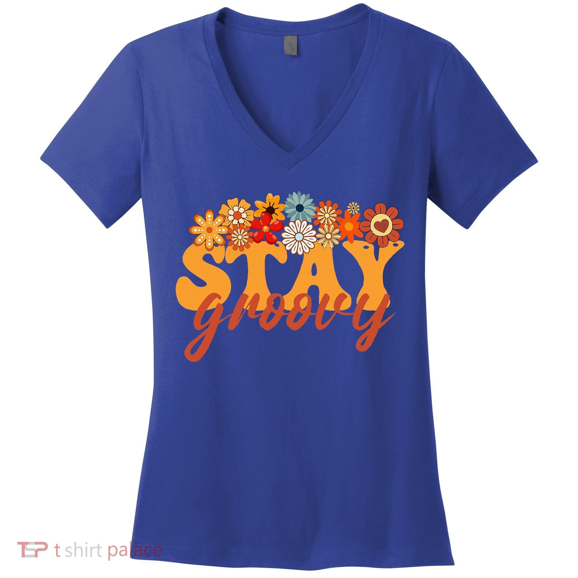 Stay Groovy Flower Power Women's V-Neck T-Shirt